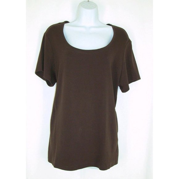 Chico's True Color Tee 3 XL Brown Scoop Neck Short Sleeve Top - Picture 1 of 8